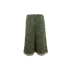 Vtg Y2K Express Green Tweed Skirt Lace Beaded Sz 6‎ Preppy Coquette Twee